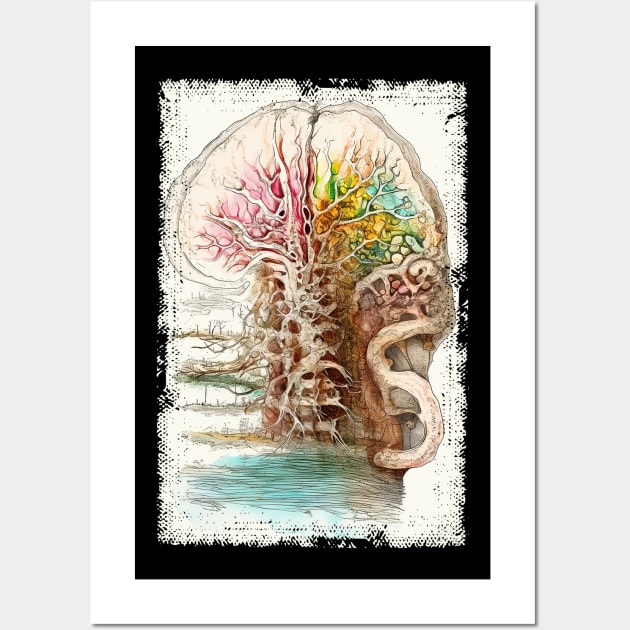 Abstract brain and spine tree Wall Art by erzebeth